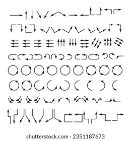 Arrows set. Arrow icon collection. Set different arrows or web designs. Arrow flat style isolated on white background - stock vector. Arrow vector icon set in the thin line style.