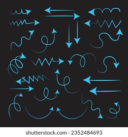 Filas marcadas. Colección de iconos de flecha. Establece flechas o diseño web diferentes. Estilo plano de flecha aislado en fondo blanco - vector de stock.