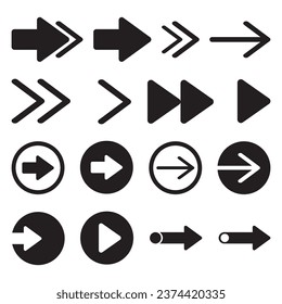 Arrows set. Arrow icon collection. Arrow flat style isolated, stock vector. Arrow flat vector icon.     