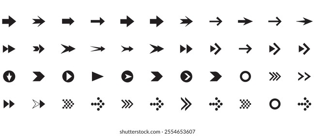 Arrows set. Arrow icon collection. Set different arrows or web design. Arrow flat style isolated on white background - stock vector. eps vector backward direction down. flat set sign symbol. 