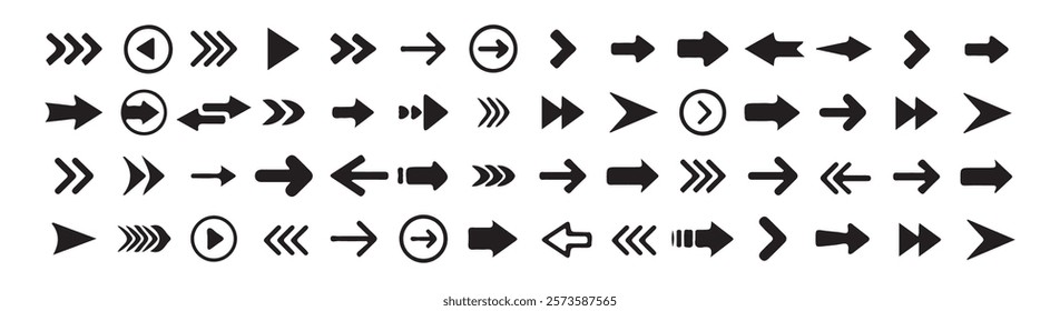 Arrows set. Arrow icon collection. Set different arrows or web design. stock vector.