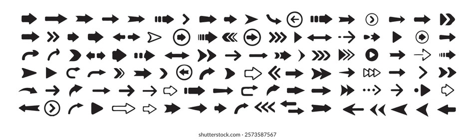 Arrows set. Arrow icon collection. Set different arrows or web design. stock vector.
