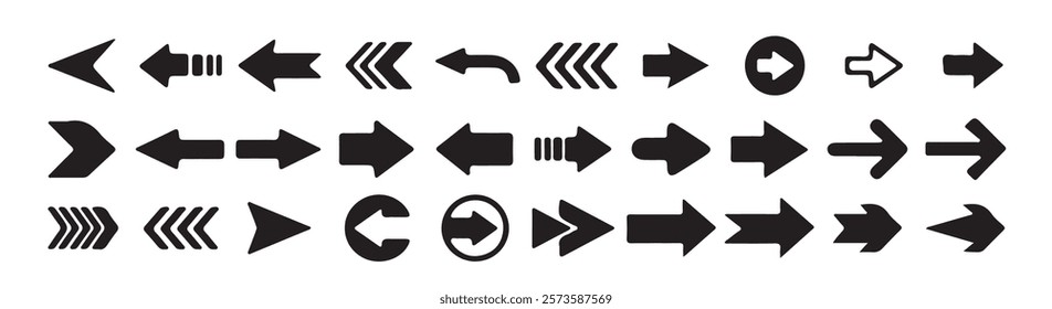 Arrows set. Arrow icon collection. Set different arrows or web design. stock vector.