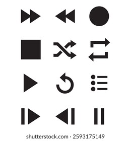Arrows set. Arrow icon collection. Flat style isolated icons. Stock vector. sign symbol button back forward move media isolated on white background. 