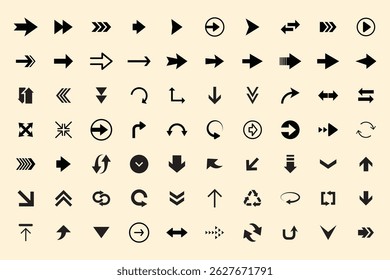 Arrows set. Arrow icon collection. Set different arrows or web design. Arrow flat style isolated on white background - stock vector.