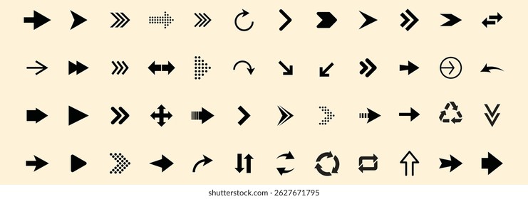 Arrows set. Arrow icon collection. Set different arrows or web design. Arrow flat style isolated on white background - stock vector.