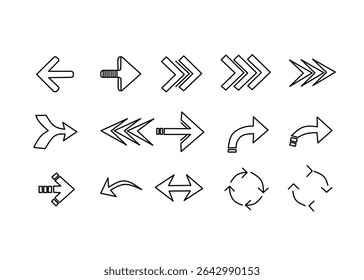 Arrows set. Arrow icon collection. Set different arrows or web design. Arrow flat style isolated on white background - stock vector.