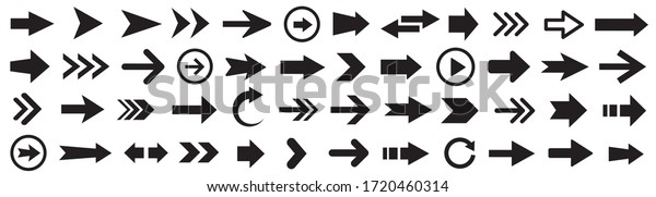 Arrows set. Arrow icon collection. Set different\
arrows or web design. Arrow flat style isolated on white background\
- stock vector.