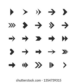 Arrows set. Arrow icons down direction up pointer sign next right left cursor black web interface navigation or website cursor flat, vector collection