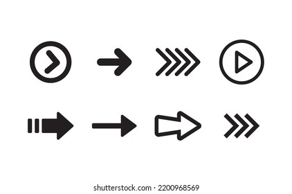 Pfeilsatz. Arrow-Piktogramm-Symbolsammlung.