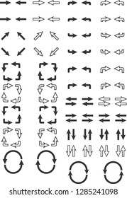 Arrows set. Arrow for the website and app. Line with Editable stroke.Modern simple pictogram minimal, flat, solid, mono, monochrome, plain, contemporary style. Vector illustration web internet design 