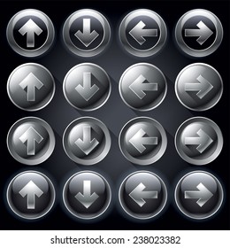 Arrows set, black and gloss icons, required component for your business, vector design