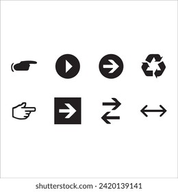 Arrows set black. Hand draw Arrows pointing to the left icon set. Vector set of trendy black arrows in flat style. Collection of simple vector arrows. Cursors icons. Vector illustration