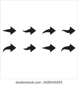 Arrows set black. Hand draw Arrows pointing to the left icon set. Vector set of trendy black arrows in flat style. Collection of simple vector arrows. Cursors icons. Vector illustration