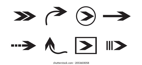 Arrows set of black icons. Arrow icon. Arrow vector collection. Arrow. Cursor. Modern simple arrows. Vector illustration.