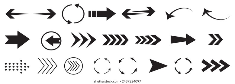 Arrows set of black icons. Arrow icon. Arrow vector collection. Arrow. Cursor. Modern simple arrows. Vector file illustration. eps 10
