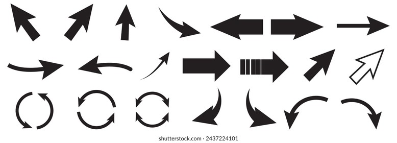 Arrows set of black icons. Arrow icon. Arrow vector collection. Arrow. Cursor. Modern simple arrows. Vector file illustration. eps 10