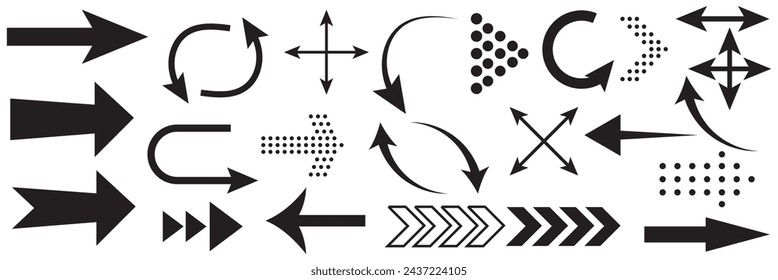 Arrows set of black icons. Arrow icon. Arrow vector collection. Arrow. Cursor. Modern simple arrows. Vector file illustration. eps 10