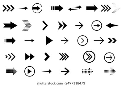 Arrows set of black icons. Arrow icon. Arrow vector collection. Arrow. Cursor.Modern simple arrows. Vector illustration.