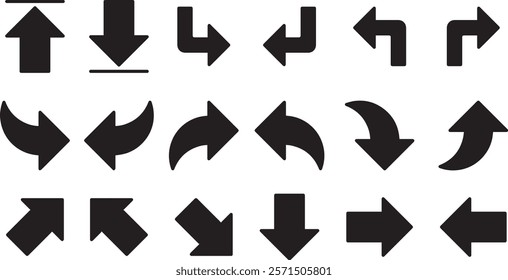 Arrows set black icons. Arrow icon. Arrow vector collection. Doddle arrow set, collection of arrows. Collection different arrows sign. Black vector arrows icons