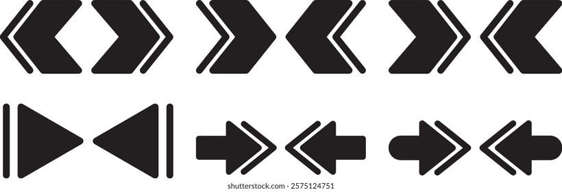 Arrows set black icons. Arrow icon. Arrow vector collection. Doddle arrow set, collection of arrows. Collection different arrows sign. Black vector arrows icons