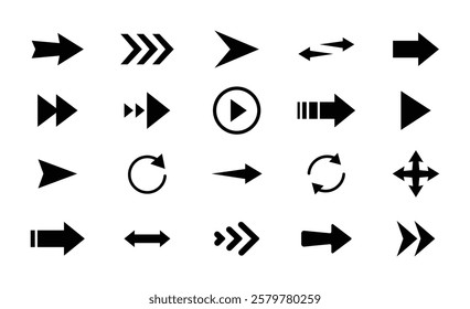 Arrows set of black icons. Arrow icon. Arrow vector collection. Arrow. Cursor. Modern simple arrows. Vector illustration.
