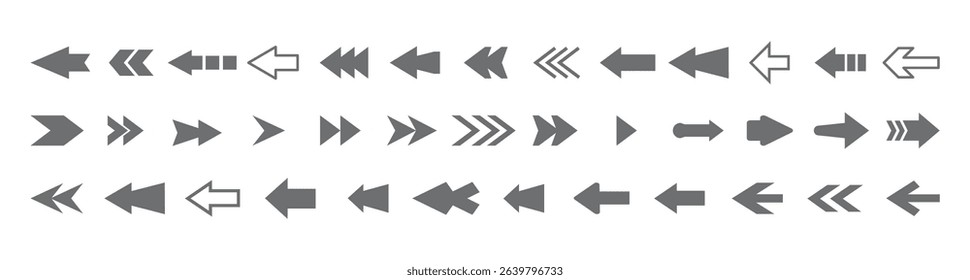 Arrows set of black icons. Arrow vector collection. Cursor. Modern simple arrows. Vector illustration. Arrow icons Arrow Icons Design Elements Collection