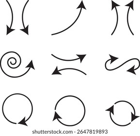 Arrows set black icons. Arrow icon. Arrow vector collection. Doddle arrow set, collection of arrows. Collection different arrows sign. Black vector arrows icons