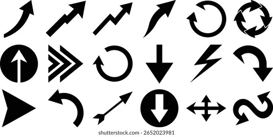 Las flechas establecen iconos negros. Icono de flecha. Colección de Vector de flecha. Colección de diferentes signos de flechas.