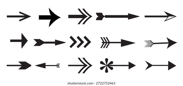 Arrows set of black icons. Arrow icon. Arrow vector collection. Arrow. Cursor. Modern simple arrows. Vector illustration.	