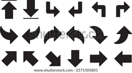 Arrows set black icons. Arrow icon. Arrow vector collection. Doddle arrow set, collection of arrows. Collection different arrows sign. Black vector arrows icons