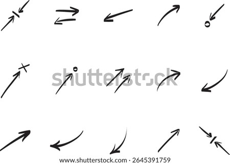 Arrows set black icons. Arrow icon. Arrow vector collection. Doddle arrow set, collection of arrows. Collection different arrows sign. Black vector arrows icons