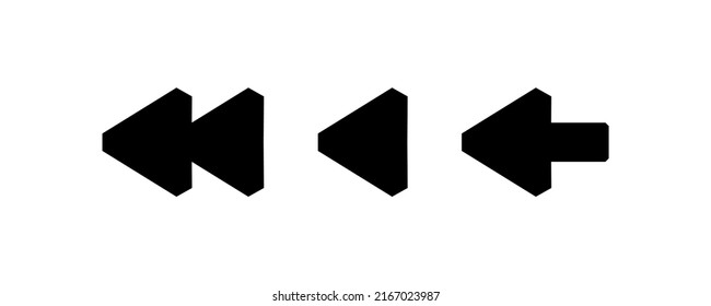 Arrows set black. Arrows pointing to the left icon set. Vector set of trendy black arrows in flat style. Collection of simple vector arrows. Cursors icons. Vector illustration.
