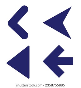 Arrows set black. Arrows pointing to the left icon set. Vector set of trendy black arrows in flat style. Collection of simple vector arrows. Cursors icons.  Eps 10. Vector illustration.