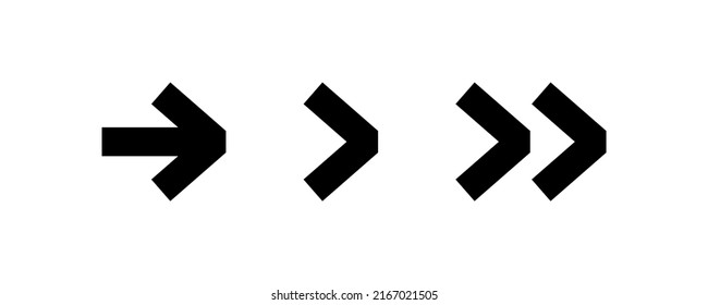 Arrows set black. Arrows pointing to the right icon set. Vector set of trendy black arrows in flat style. Collection of simple vector arrows. Cursors icons. Vector illustration.