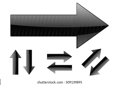 Arrows. Set of black web signs. Vector illustration isolated on white background