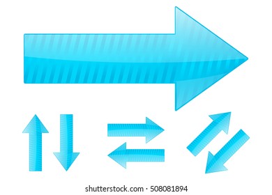 Arrows. Set of blue web signs. Vector illustration isolated on white background