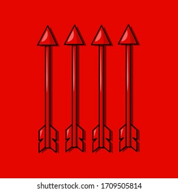 
Arrows set. Bow arrows. Archer symbol isolated on red background. Vector illustration. flat icon