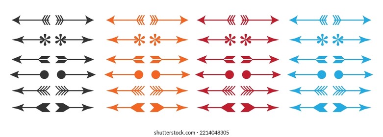 Arrows set. Bow arrows. Archer symbol isolated on white background.