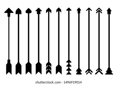 Arrows set, bow arrows vector 