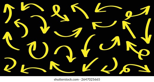  arrows set for business plan, presentation and education. Sketch arrow vector set. Hand drawn arrows, mark point icon design collection. vector illustration on white background.