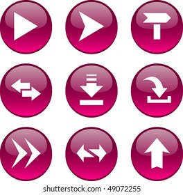 Arrows set of circle glossy icons.