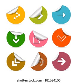 Arrows Set in Circles with Bent Corner