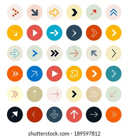 Arrows Set in Circles - Vector Illustration