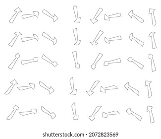 arrows set collection hand drawn on white isolated background