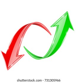 Arrows set. Colored curve signs. Vector illustration isolated on white background