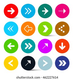 Arrows Set in Colorful Circles Vector. Perfect for Web Design or Application Icons.