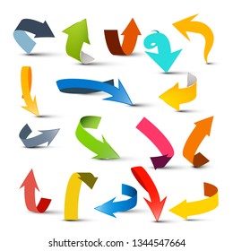 Arrows Set. Colorful Vector Arrow Collection Isolated on White Background.