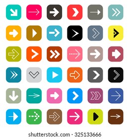 Arrows Set - Colorful Vector Square Icons Set