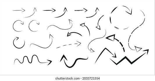 Arrows set design. Simple different cursors  signs vector.